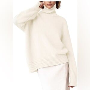 Classic Cream Turtleneck Crew Sweater